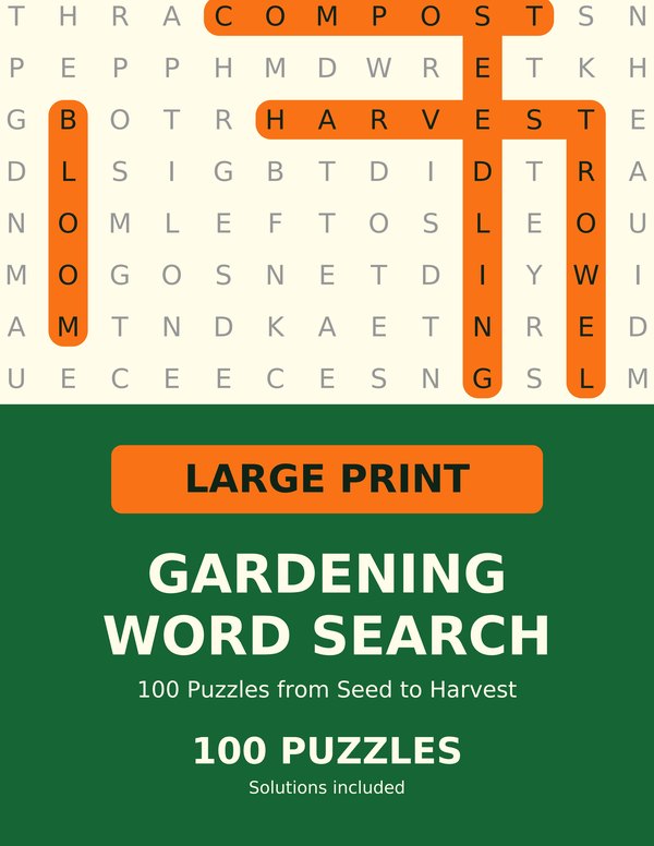 Large Print Gardening Word Search cover