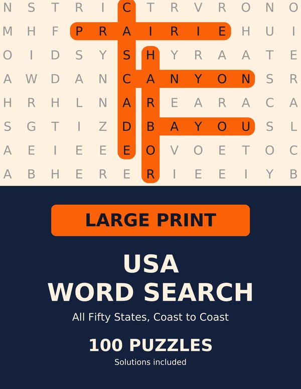 Large Print USA Word Search cover